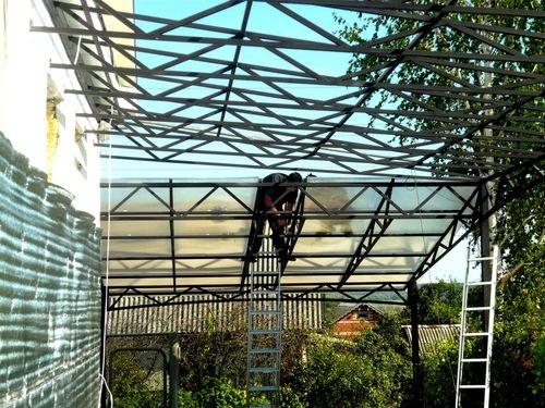 Односкатный навес из поликарбоната. Как построить односкатный навес из поликарбоната