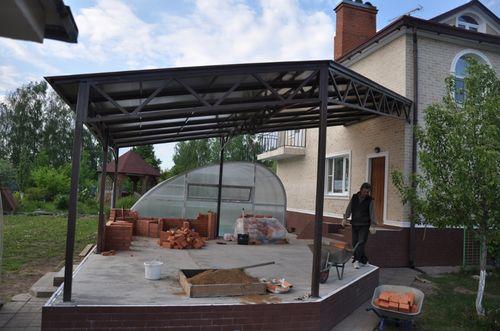 Односкатный навес из поликарбоната. Как построить односкатный навес из поликарбоната