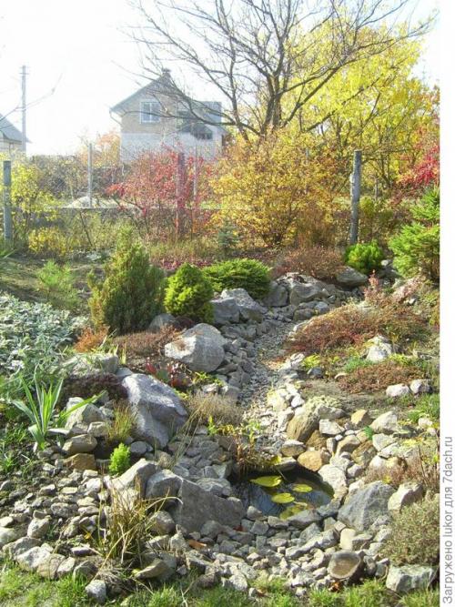 Как закончить сухой ручей. Блюдце воды, как завершение сухого ручья