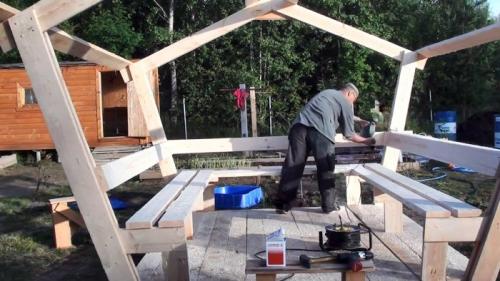 Садовая беседка своими руками из дерева пошагово и в одиночку. Процесс изготовления беседки