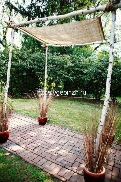 Самый простой навес для дачи. Навес-беседка для отдыха 03