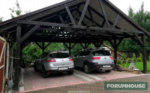 Навесы из дерева к дому. Деревянный навес для хранения двух автомобилей своими руками