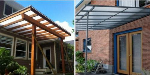 Виды козырьков над входной дверью. Навес над крыльцом и калиткой: виды козырьков (30 фото), материал, форма