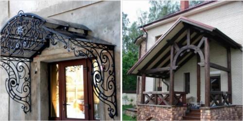 Виды козырьков над входной дверью. Навес над крыльцом и калиткой: виды козырьков (30 фото), материал, форма