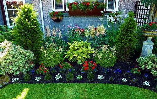 Клумбы во дворе частного дома — свежие 25 фото идей