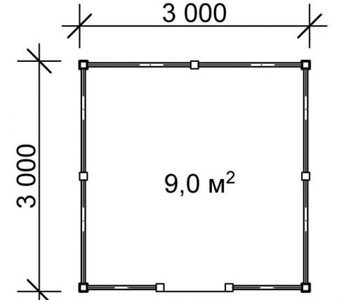 Чертеж беседки 3х3 С двускатной КРЫШЕЙ. Этапы возведения и обустройства беседки