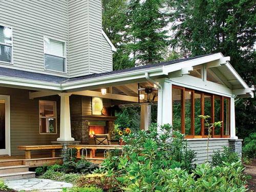 Двускатная крыша с верандой к дому. Какой бывает крыша пристроенной к дому веранды