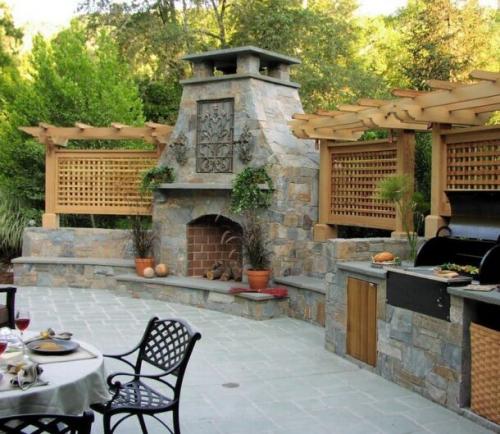 Дизайн мангальной зоны частного дома на даче. №6. Мебель для зоны барбекю на даче