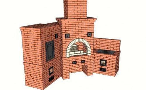 Мангальная зона чертеж. Угловые печи с барбекю и мангалом из кирпича: чертежи и фотографии