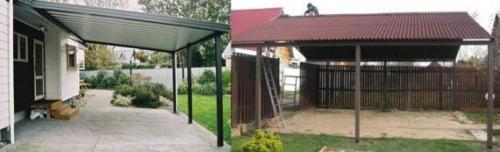 Навес к дачному домику из профлиста. Определяемся с видом и размером навеса