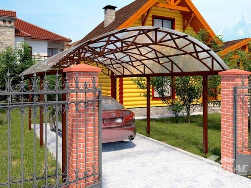 Навес над террасой частного дома. Используемые материалы для навеса 16