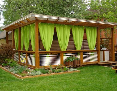 Занавески для беседки своими руками. Из чего сшить шторы для беседки