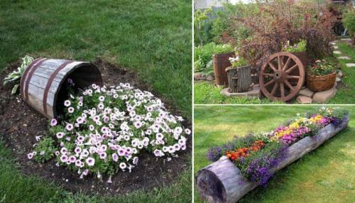 Из каких подручных материалов можно сделать клумбу для цветов. Виды