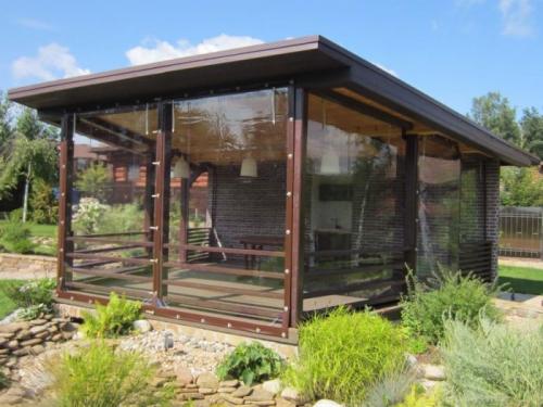 Занавес для беседки от ветра и солнца. Шторы из ПВХ материалов