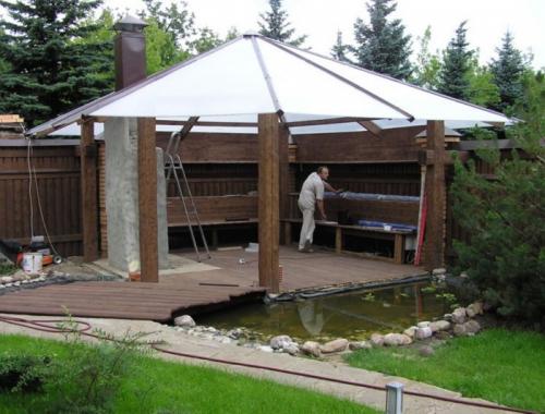 Навес для террасы из поликарбоната. Разновидности навесов из поликарбоната