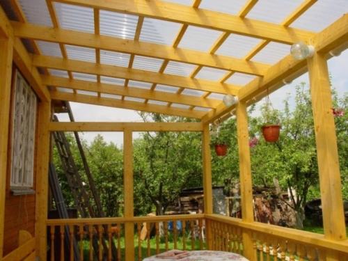 Навес для террасы из поликарбоната. Разновидности навесов из поликарбоната