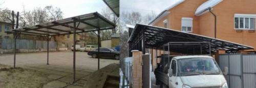 Навесы для частного дома из профнастила. Определяемся с видом и размером навеса