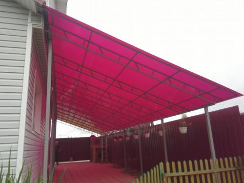 Навесы из поликарбоната во дворе частного дома — секреты мастера самостоятельного изготовления и особенности проектирования! (фото и видео)