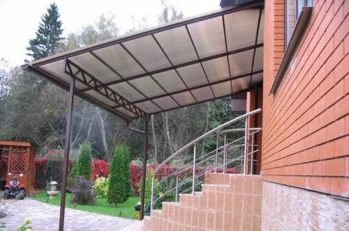 Навес над крыльцом из поликарбоната. Навесы и козырьки над крыльцом частного дома своими руками (с фото) 12