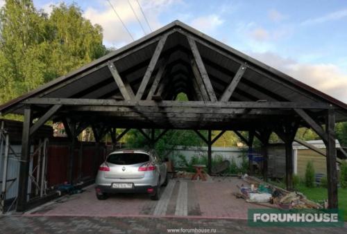 Навес к дому из дерева. Деревянный навес для хранения двух автомобилей своими руками