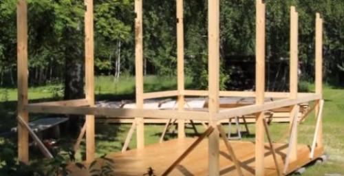 Чертеж беседки 6х4. Сооружение каркаса и заливка крыльца