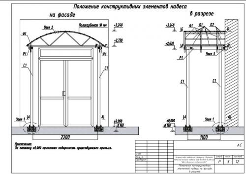 Навес с поликарбоната к дому. Пристроенные 14