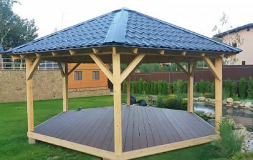 Какие типы крыш лучше подходят для беседок из минибруса. Металлочерепица